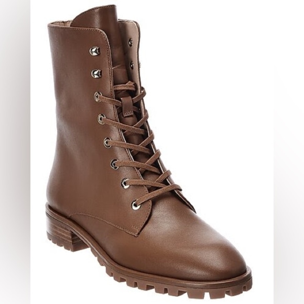 Stuart Weitzman Laine Leather Combat Boot - Brown